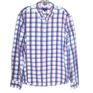 J.Crew Slim Long Sleeve Button Down Blue Pink Plaid XL